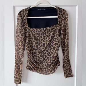 Abercrombie & Fitch Leopard Print Long Sleeve Blouse